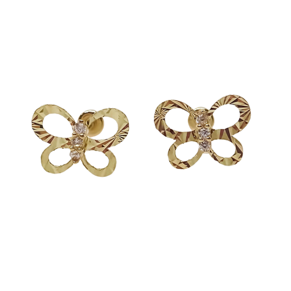 Amor Eterno - Broqueles / Mariposa Brillante Aretes Oro 10k