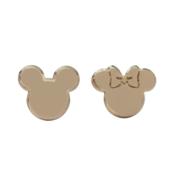 Amor Eterno - Broqueles / Disney Botón Mickey Minnie Oro 10k