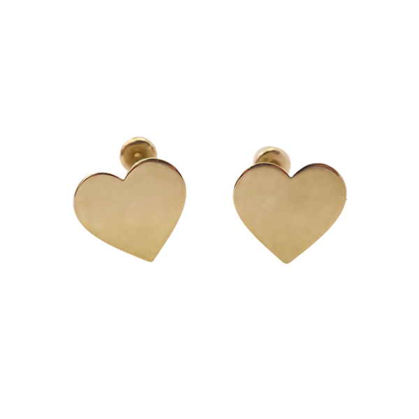 Amor Eterno - Broqueles Tachuela / Aretes / Oro Sólido 10k / Corazón