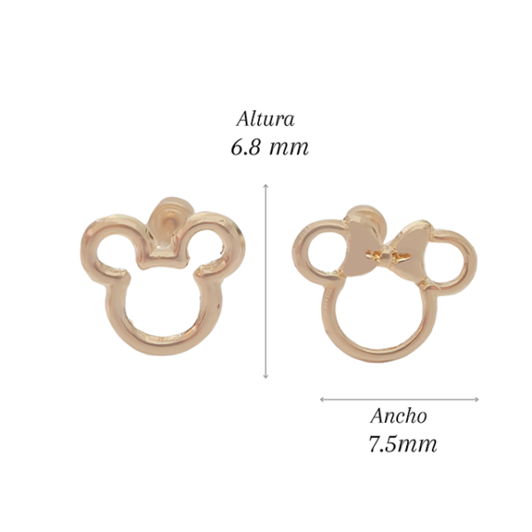 Amor Eterno - Broqueles Disney Silueta Mickey - Minnie Aretes / Oro 10k - Imagen 2