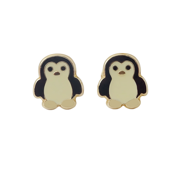 Amor Eterno - Broqueles Deluxe Pinguinos / Aretes / Oro 10k