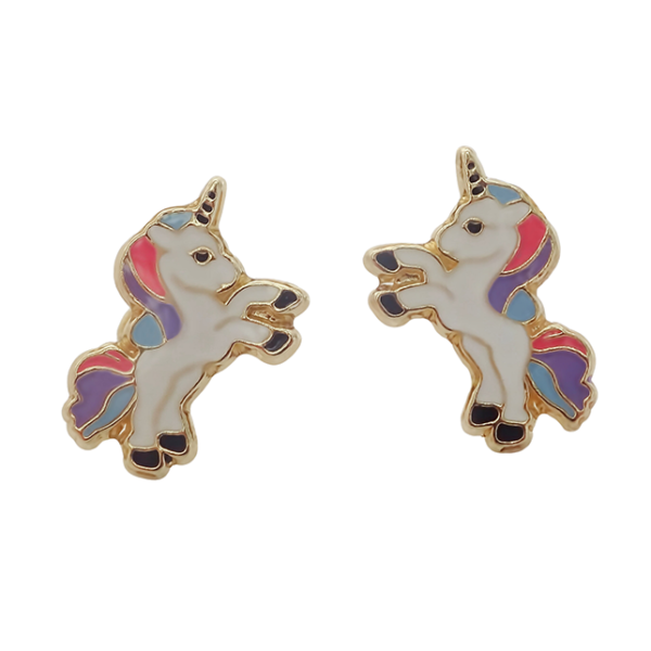 Amor Eterno - Broqueles Deluxe Unicornio / Aretes / Oro 10k