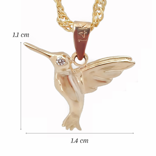 Amor Eterno - Dije Colibrí Oro Sólido 14k + Cadena Regalo - Imagen 2