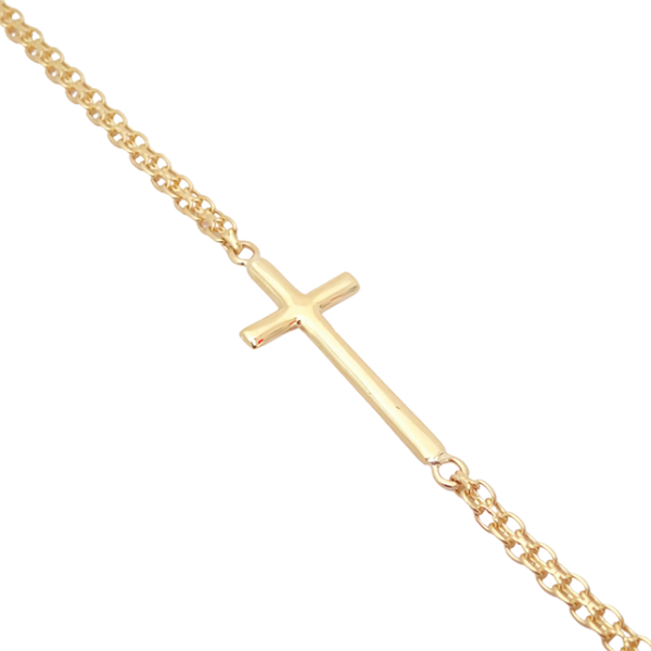 Amor Eterno - Pulsera Cruz / Oro Sólido 10k