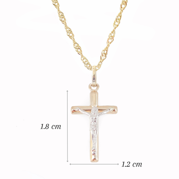 Amor Eterno - Dije Cruz Crucifijo / Cristo Oro 10k + Cadena de Regalo - Imagen 2