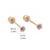 Amor Eterno - Broqueles Recto Mini Bebé / Aretes / Oro 10k / Transparente - Imagen 2