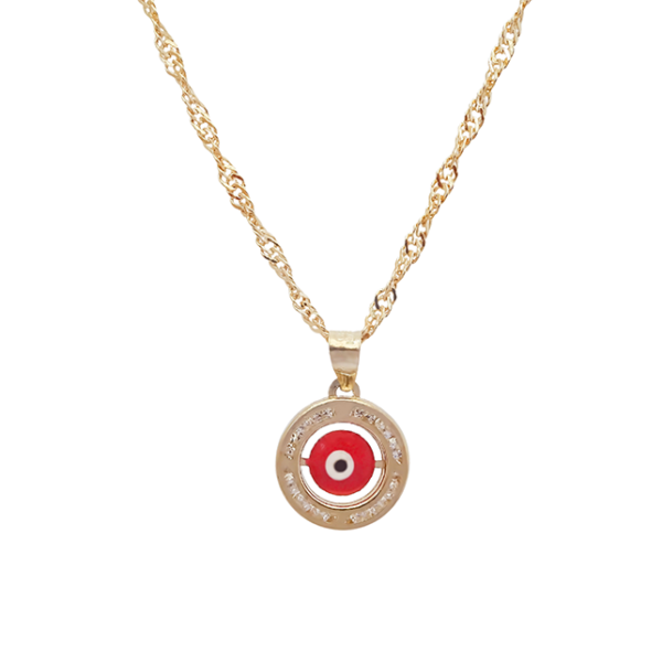 Amor Eterno - Dije / Protección Ojo Turco Oro 10k + Cadena de Regalo / Rojo