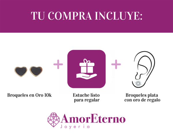 Amor Eterno - Broqueles Corazón Basic Aretes / Oro 10k - Imagen 8