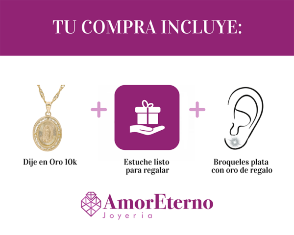 Amor Eterno - Medalla Virgen Elegante 10k + Cadena de Regalo - Imagen 8