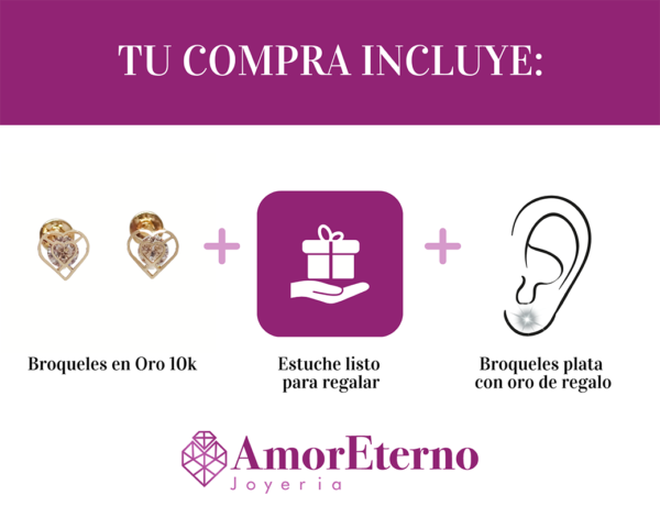 Amor Eterno - Broqueles Aretes Piercing / Bebé Mini Oro 14k / Corazón - Imagen 8