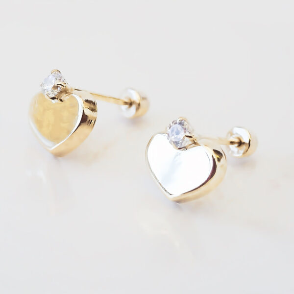 Amor Eterno - Broqueles / Corazón Diamante / Aretes Oro 10k - Imagen 7