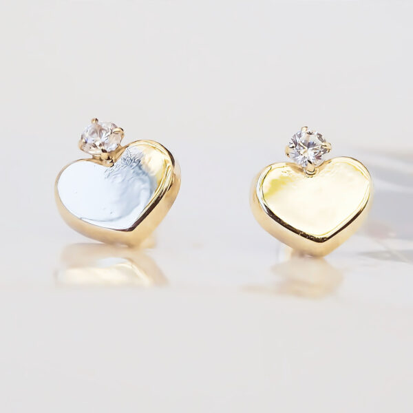 Amor Eterno - Broqueles / Corazón Diamante / Aretes Oro 10k - Imagen 4