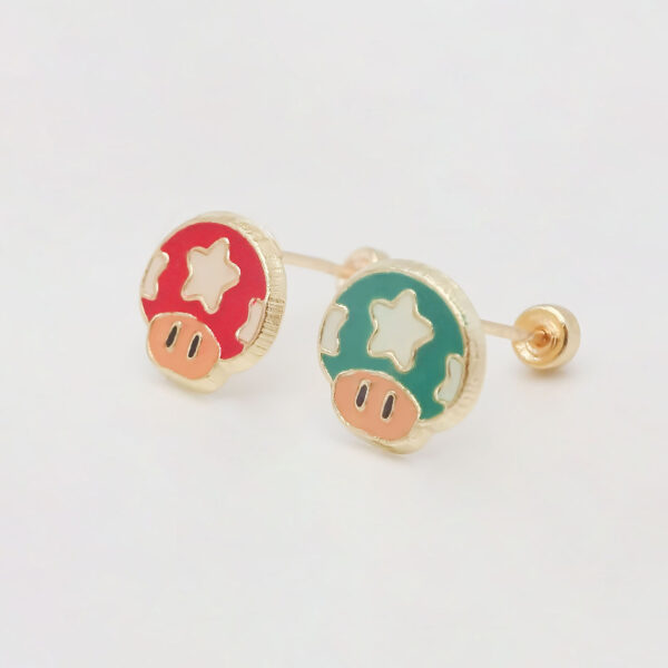 Amor Eterno - Broqueles Mario Bros / Aretes Oro 10k -Toad - Imagen 7