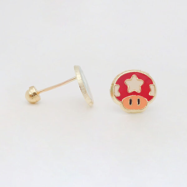 Amor Eterno - Broqueles Mario Bros / Aretes Oro 10k -Toad - Imagen 6