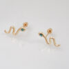 Amor Eterno - Broqueles Serpiente Vibora / Aretes / Oro 10k / Verde - Imagen 6