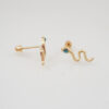 Amor Eterno - Broqueles Serpiente Vibora / Aretes / Oro 10k / Verde - Imagen 5