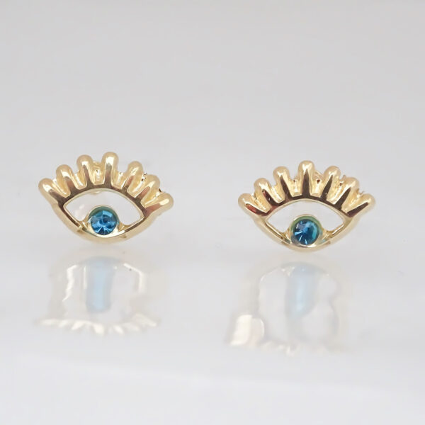 Amor Eterno - Broqueles / Ojo Turco Resaque Aretes Aqua / Oro 10k - Imagen 3