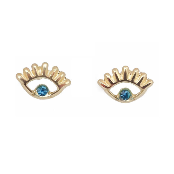 Amor Eterno - Broqueles / Ojo Turco Resaque Aretes Aqua / Oro 10k