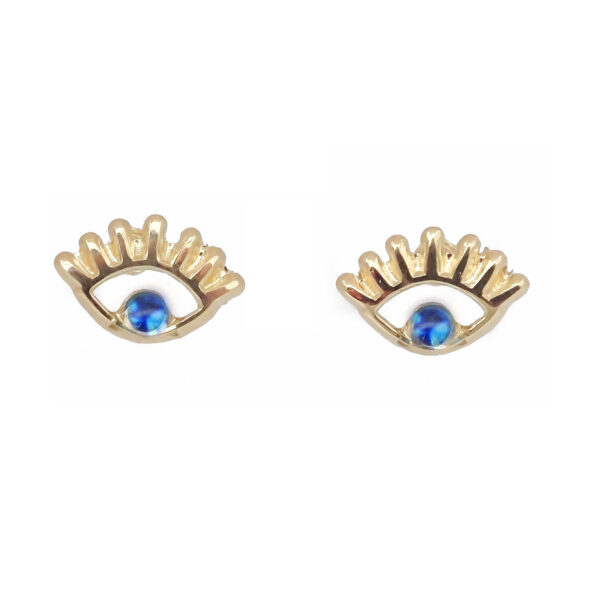 Amor Eterno - Broqueles / Ojo Turco Resaque Aretes Azul / Oro 10k