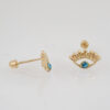 Amor Eterno - Broqueles / Ojo Turco Resaque Aretes Aqua / Oro 10k - Imagen 5