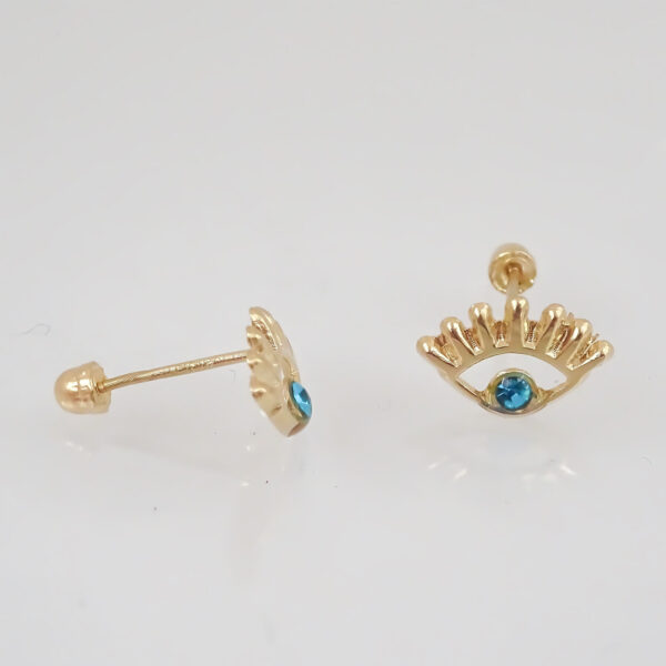 Amor Eterno - Broqueles / Ojo Turco Resaque Aretes Aqua / Oro 10k - Imagen 5