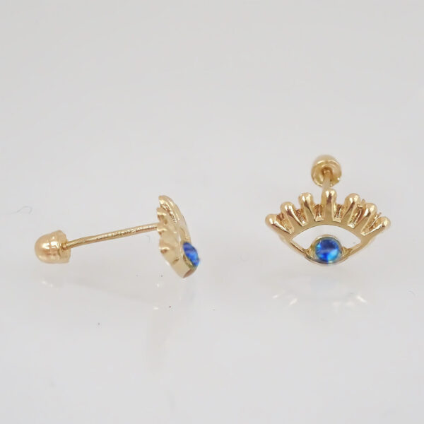 Amor Eterno - Broqueles / Ojo Turco Resaque Aretes Azul / Oro 10k - Imagen 5