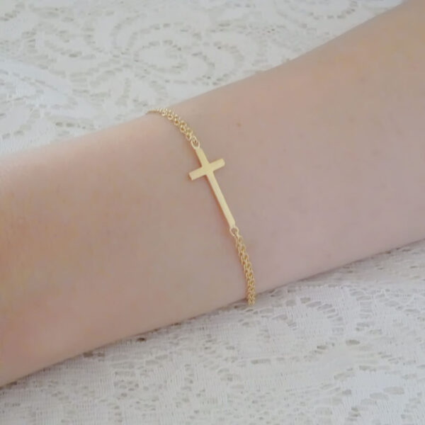 Amor Eterno - Pulsera Cruz / Oro Sólido 10k - Imagen 5