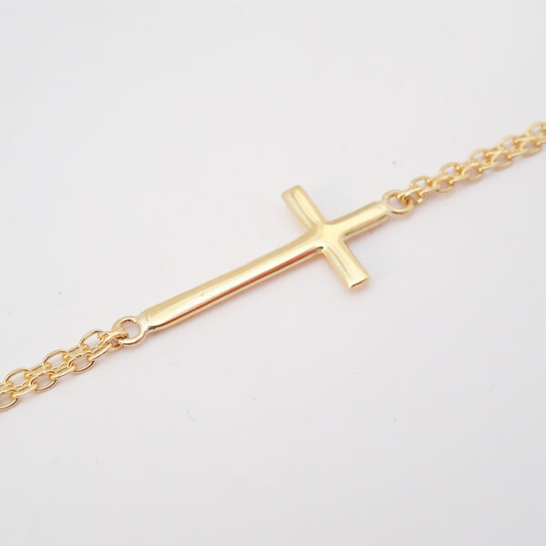 Amor Eterno - Pulsera Cruz / Oro Sólido 10k - Imagen 4