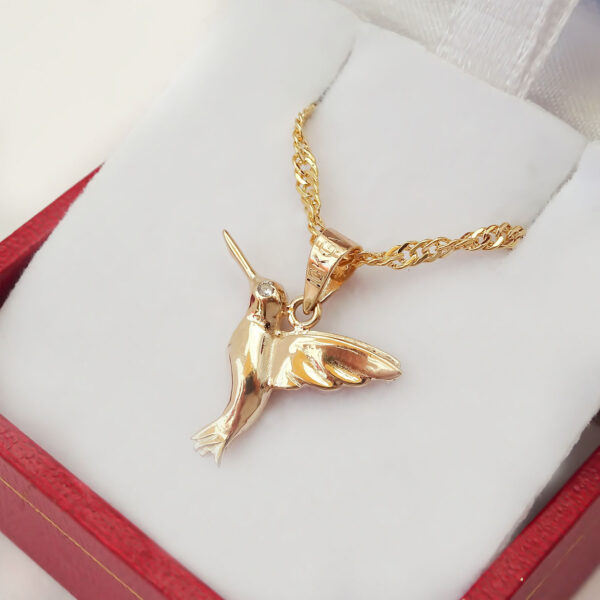 Amor Eterno - Dije Colibrí Oro Sólido 10k + Cadena Regalo - Imagen 6