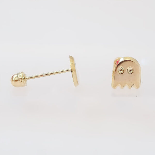 Amor Eterno - Broqueles Par Pacman Fantasma Aretes / Oro 10k - Imagen 6