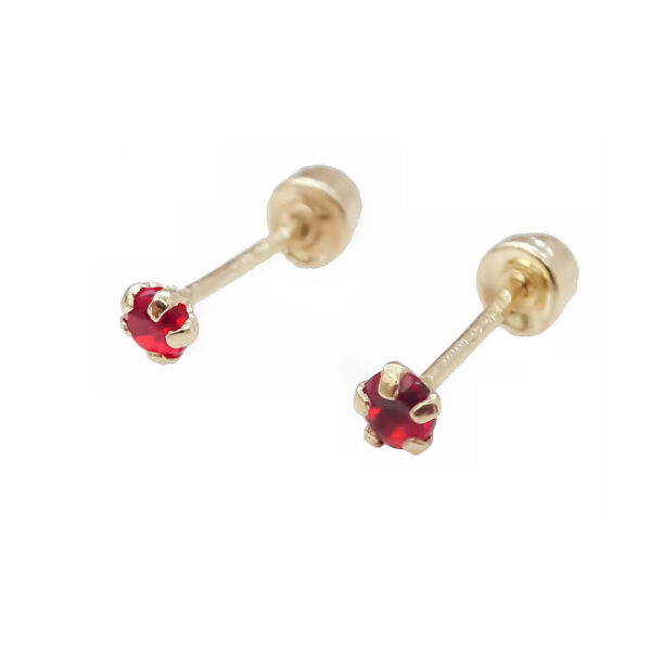 Amor Eterno - Broqueles Recto Mini Bebé / Aretes / Oro 10k / Rojo