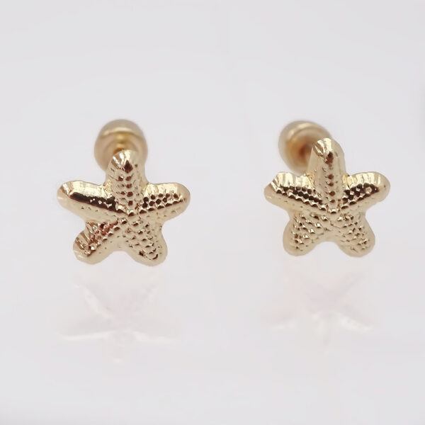 Amor Eterno - Broqueles Estrella Mar Dama / Aretes / Oro 10k - Imagen 4