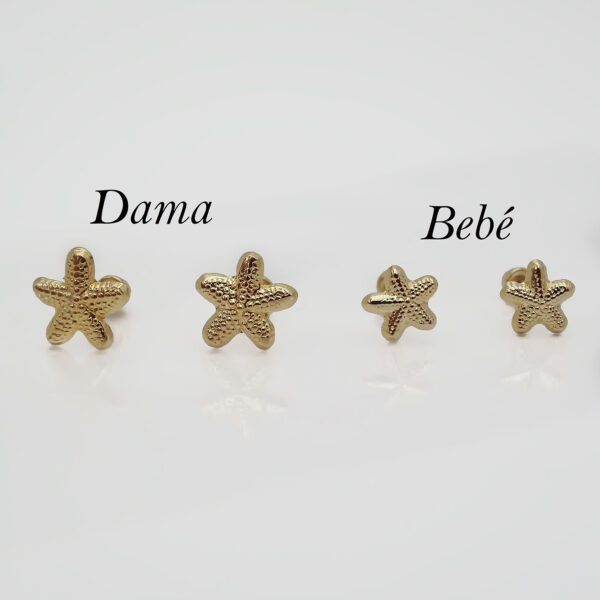 Amor Eterno - Broqueles Estrella Mar Dama / Aretes / Oro 10k - Imagen 3