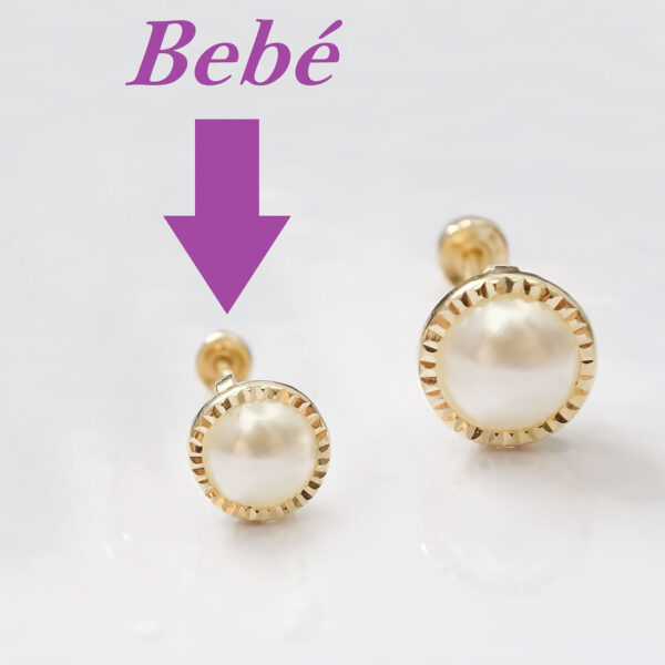 Amor Eterno - Broqueles Perla Facetada Mini Aretes Oro 10k - Imagen 4