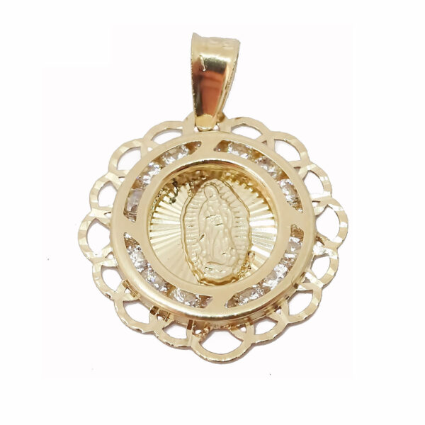 Amor Eterno - Medalla Virgen Flor Oro Sólido + Cadena Regalo