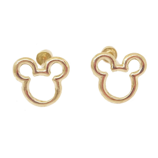 Amor Eterno - Broqueles Disney Silueta Mickey Aretes / Oro 10k