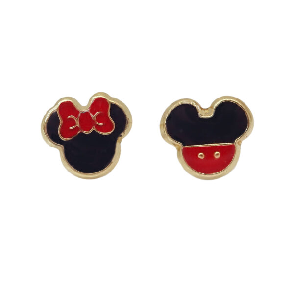 Amor Eterno - Broqueles Disney Mickey Minnie Aretes Oro 10k