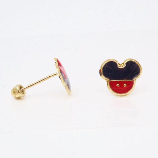 Amor Eterno - Broqueles Disney Mickey Minnie Aretes Oro 10k - Imagen 5