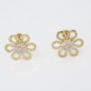Amor Eterno- Broqueles Flor Diamante Facetada Aretes Oro 10k - Imagen 4