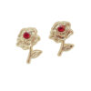 Amor Eterno - Broquel Rosa La Bella Y La Bestia Aretes Oro 10k