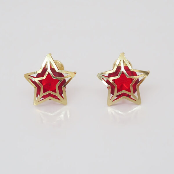 Amor Eterno - Broqueles Estrella Tecno / Aretes / Oro 10k - Imagen 4