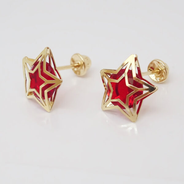 Amor Eterno - Broqueles Estrella Tecno / Aretes / Oro 10k - Imagen 7