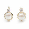 Amor Eterno - Arracada Flor Perla Diamante Aretes / Oro 10k