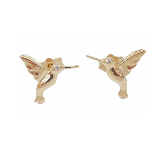 Amor Eterno - Aretes Colibrí Broche Mariposa / Oro 10k