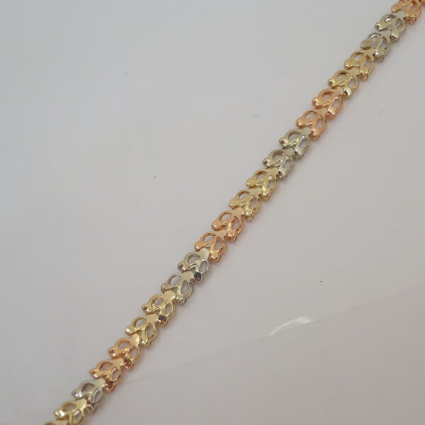 Amor Eterno - Pulsera Florentina 3 Oros / Oro 10k Sólido - Imagen 3