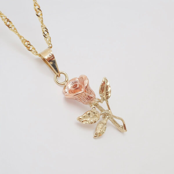 Amor Eterno - Dije Rosa Flor Oro Sólido 10k + Cadena de Regalo - Imagen 4