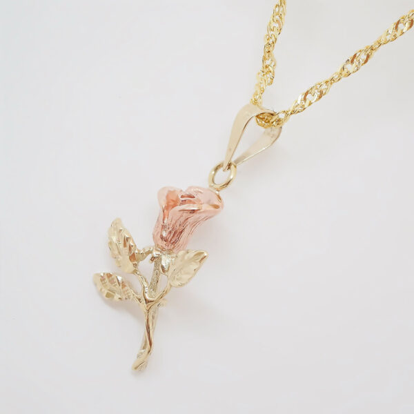 Amor Eterno - Dije Rosa Flor Oro Sólido 10k + Cadena de Regalo - Imagen 5