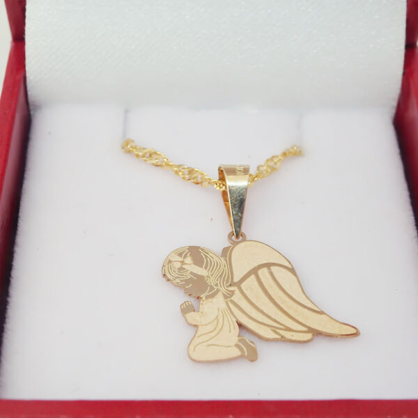 Amor Eterno - Dije Angel De La Guarda Oro Sólido 10k +cadena / Niña - Imagen 5