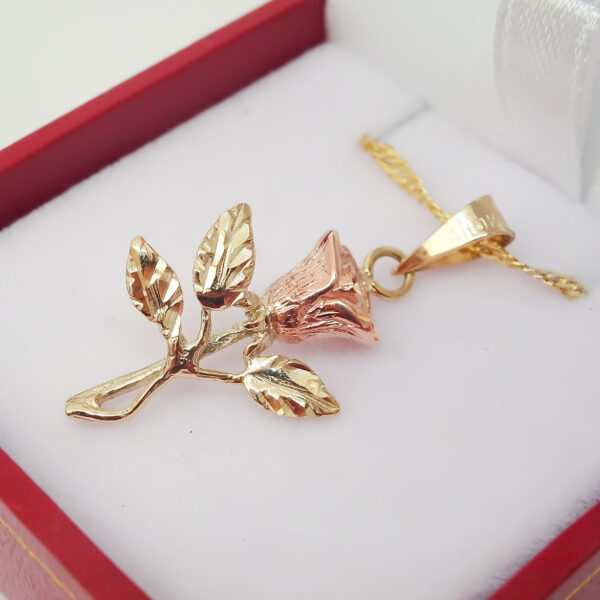 Amor Eterno - Dije Rosa Flor Oro Sólido 10k + Cadena de Regalo - Imagen 8