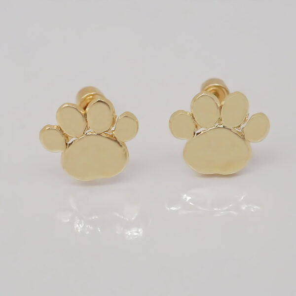 Amor Eterno - Broqueles Huella Perro Mascota Aretes Oro 10k - Imagen 3